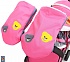 Санки-коляска Snow Galaxy City-1-1 - Мишка со звездой на розовом, на больших надувных колесах, сумка, варежки  - миниатюра №9