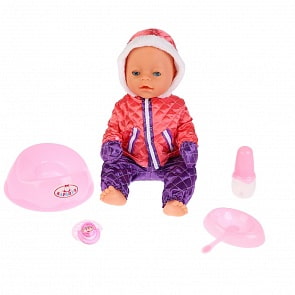 Интерактивный пупс Сашенька с 6 функциями и аксессуарами, плачет настоящими слезами, пьет и писает, 40 см (Карапуз, BL023S-RU_19)