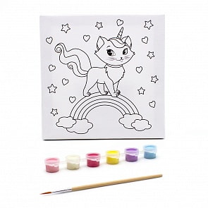 Раскраска на холсте - Радужная кошка, 20 х 20 см (Развивашки, Р3041)