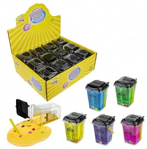 Набор Слайм Тайм - Надувная мяшка Bubble Gum, мусорный бак, 6 цветов, с блестками (1toy, Т17800) (ассортимент)