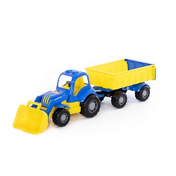 Трактор Силач с прицепом и ковшом , 67,5 см (Полесье, П-45027) (ассортимент) - миниатюра