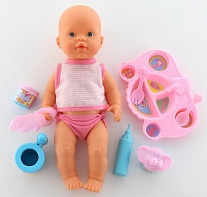 Пупс 40 см с набором для кормления, пьет и кушает (Полесье, 40513)