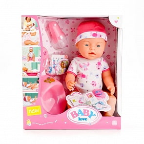 Интерактивная кукла – Пупс с аксессуарами, пьет и писает  (Baby love, BL011Csim)