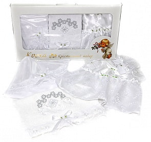 Крестильный набор для девочки – Кроха, 4 предмета (Labeillebaby, 9041/Д)
