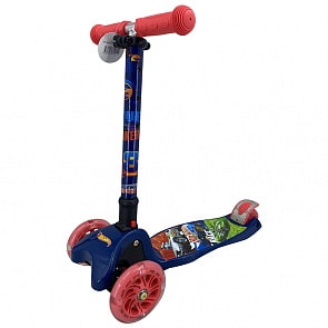 Самокат трехколесный Хот Вилс со светом складной управление наклоном (Hot Wheels, S00103-HW)