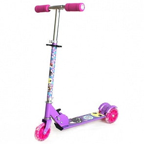 Трехколесный складной самокат – Pet Shop, светящиеся колеса 12 см, фиолетовый (ST-ALU-2RW-PSH-2sim)