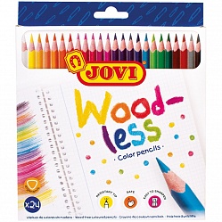 Цветные карандаши Woodless, трехгранные, 24 цвета в пластиковом корпусе (Jovi, 734/24) - миниатюра