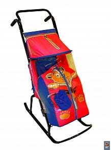 Санки-коляска - Снегурочка-2-Р – Медвежонок, цвет синий-красный (RT, 3542RT)