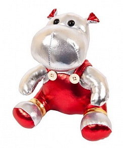 Мягкая игрушка – Металлик. Бегемот серебристый, 16 см (ABtoys, M2110)