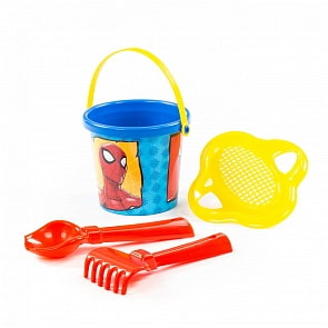 Набор Marvel - Человек-Паук №2: ведро малое, ситечко-цветок, совок №2, грабельки №2 (Полесье, 66671)