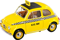 Металлическая машинка Fiat 500 Taxi, масштаб 1:18 (BBURAGO, 18-12066) - миниатюра