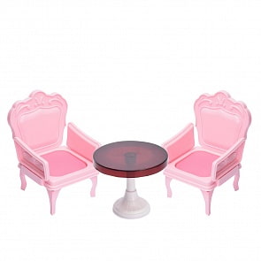 Мебель для куклы - Кресла со столиком для куклы, розовые (Огонек, ОГ1394)