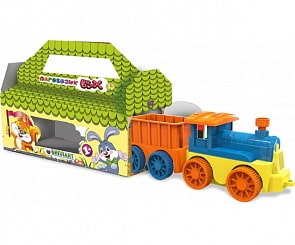 Игровой набор - Паровозик инерционный с вагончиком Вжух (Биплант, 12103)