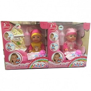 Пупс 20 см. 3 функции: пьет, писает, закрывает глазки, с аксессуарами (Карапуз, Y20DP-BB-OTF-RUsim)