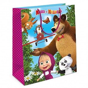 Пакет подарочный - Маша и Медведь, 18 х 10 х 23 см (Росмэн, 35753)