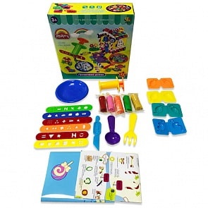 Набор - Масса для лепки - Пряничный домик, 5 брикетов разных цветов с тематическими аксессуарами, 22 предмета (ABtoys, 118930)