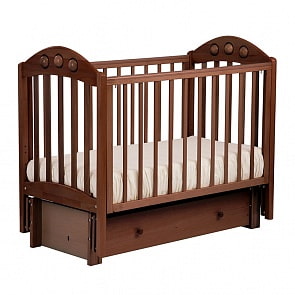 Кровать детская с шариками Лель АБ 24.3 Орхидея маятник продольный, орех (Лель, LIEL-АБ 24.3_орех)