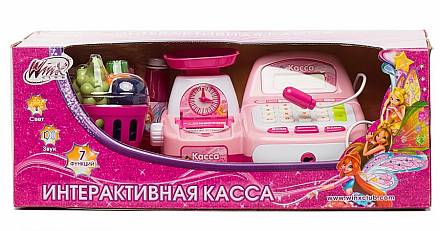 Детская касса «WINX» со световыми и звуковыми эффектами, чек, весы, продукты 