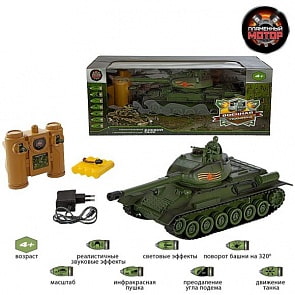 Танк на р/у, 1:24 - T-34 СССР, свет и звук (Пламенный мотор, 870166)