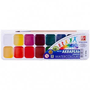 Акварель – Классика, 16 цветов, с кистью (Луч, 19С1291-08)