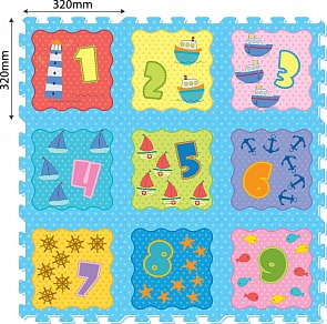 Коврик-пазл Океан и Цифры, размер 92 х 92 см., 9 деталей 32 х 32 см. (ЯиГрушка, 59841)