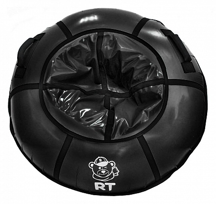 Санки надувные Тюбинг с пластиковым дном, цвет черный, диаметр 100 см. 