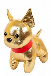 Мягкая игрушка - Металлик. Собака французский бульдог, золотистый, 15 см  (ABtoys, M2126) - миниатюра