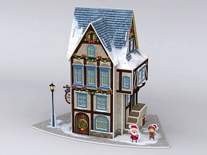 Рождественский коттедж 4, с подсветкой (CubicFun, P804h)