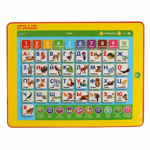 Сенсорный планшет - Азбука и счет, стихи В.А. Степанова, 43 стиха, учим животных и цвета (Умка, KH170002-WP2)