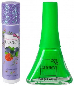 Набор ягодный бальзам для губ + зелёный лак № 119 (Lucky, Т11191)