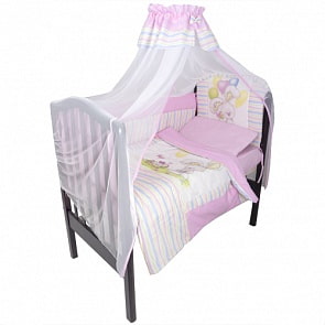 Комплект в кроватку – Радужный, 7 предметов, розовый (Золотой Гусь, 1166-z)