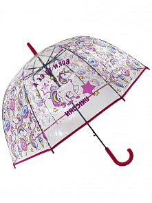 Зонт-трость Единорог Keep Calm and be Unicorn прозрачный купол красный (Михи Михи, MM07443)