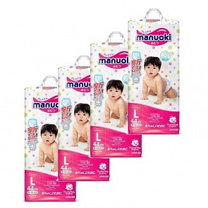 Подгузники-трусики размер L, 9-14 кг, 4 пачки по 44 шт (Manuoki, JPM002-4)