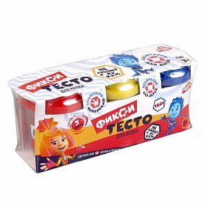 Тесто для лепки Фиксики, 3 цвета 50 гр, в стакане (MultiArt, S350PD-FIX)