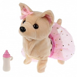 Интерактивный щенок - Аврора, 16 см с бутылочкой, 7 функций (Мой питомец, JX-2465)