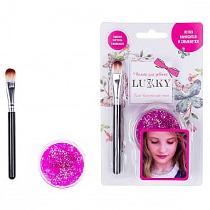 Гель-блестки для тела/лица с кисточкой, цвет розовый, объем 25 мл (Lucky, Т15395)