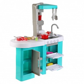 Игровой набор – Кухня с аксессуарами, голубая, 53 предмета, свет и звук (1709U041)