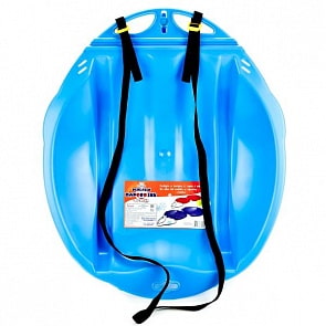 Санки-ледянки Веселый паровозик, с ремнем, голубые (Цикл, 8013-00sim)