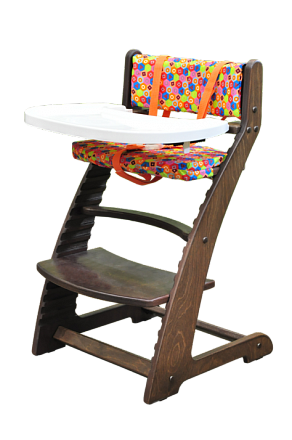 Растущий стул Praktikk, цвет - Тёмный орех + комплект для кормления 