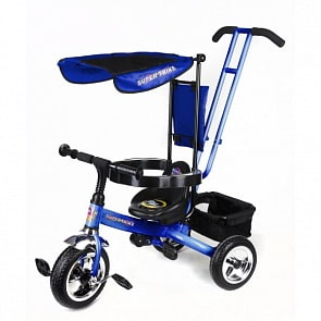 Велосипед 3-х колесный с ручкой, подножка, синий (Super Trike, XG18819-T12Bsim)