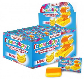 Жевательная резинка - Гамми Фрут с мармеладом со вкусом банана, блок 100 штук (Конфитой, КТ93618)
