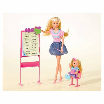 Игровой набор - Школа – кукла Штеффи - учитель и кукла Еви – ученица 
