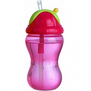 Поильник с силиконовой трубочкой-непроливайкой, розовый (Nuby, ID9801_розовый)