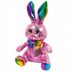 Мягкая игрушка – Металлик. Кролик розовый, 16 см (ABtoys, M2055) - миниатюра