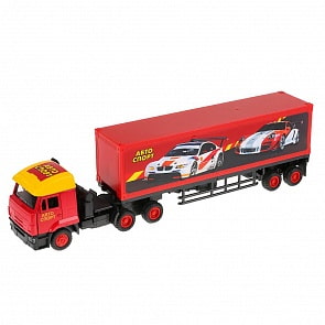 Инерционная металлическая машина - Камаз - Автогонки, 31 см, свет, звук (Технопарк, CT10-108-5WB)