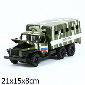 Инерционная машина Урал с будкой "Спецназ", свет, звук (Технопарк, CT-1054-CAB-N(WB)sim)