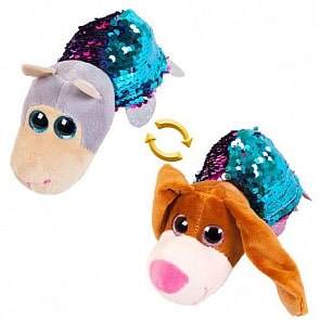 Мягкая игрушка из серии Перевертыши - Собака/Овечка с пайетками, 16 см (ABtoys, M5023)