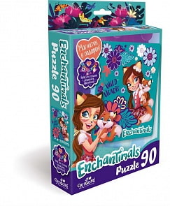 Пазл Энчантималс Wild Hearts, 90 деталей, магнитик в подарок (Origami, 03547)