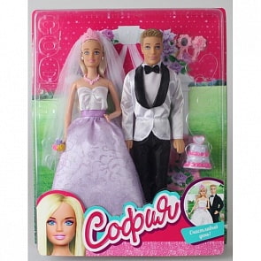 Набор из 2-х кукол София и Алекс 29 см., свадьба, с аксессуарами (Карапуз, 99026-S-AN)