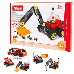 Машинка-конструктор из серии - Собери сам - Строительная техника 5 в 1 в наборе (Junfa Toys,  434)